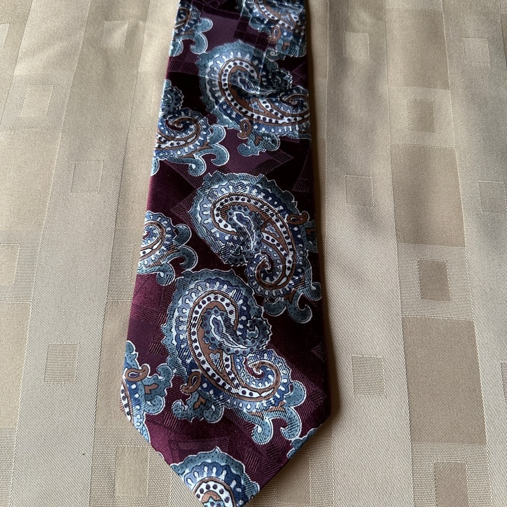 Paisley Tie in Burgundy and Blue 57” Long